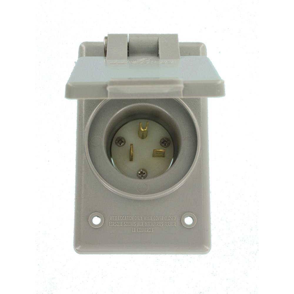 Leviton 20 Amp 250-Volt Straight Blade Grounding Power Inlet Outlet 5478-CWP