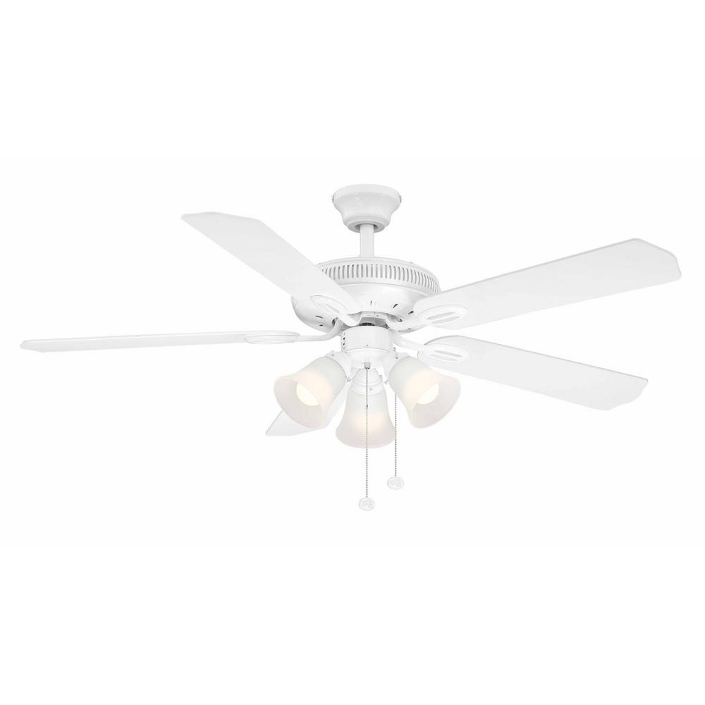 Hampton Bay AG524-WH Glendale 52 in. LED Indoor White Ceiling Fan 1002275181