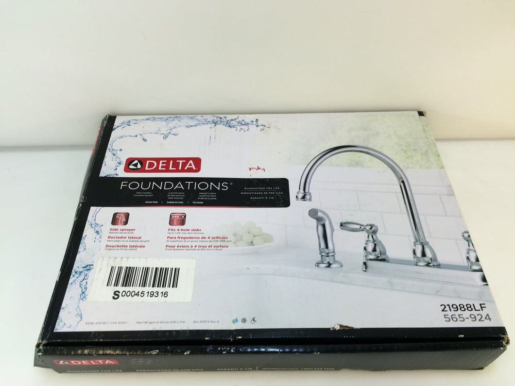 Delta 21988LF Foundations 2-Handle Sprayer Standard Kitchen Faucet Chrome