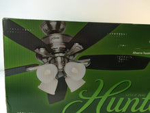 Load image into Gallery viewer, Hunter 52058 Belmor 52 in. Indoor Brushed Nickel Ceiling Fan with Light Kit
