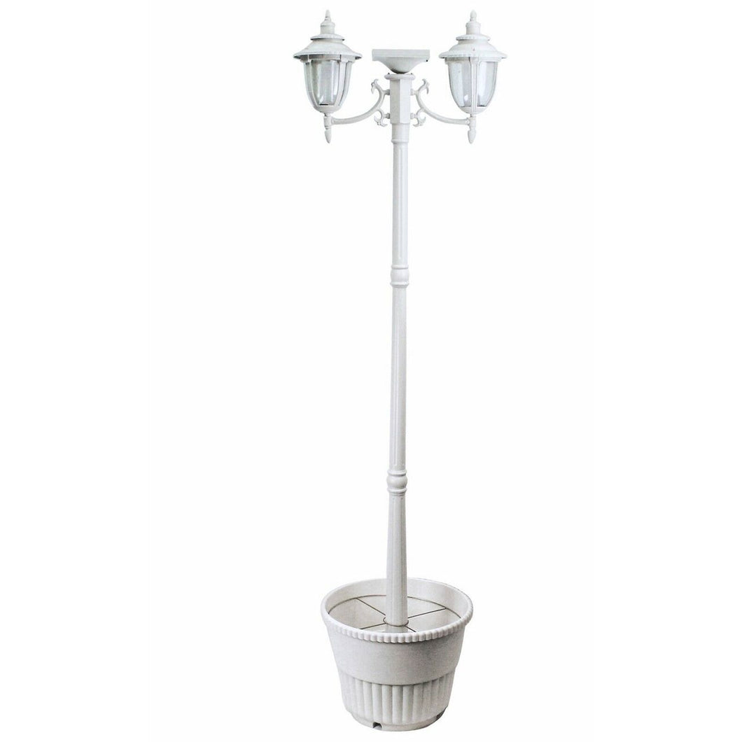 Sun-Ray J & J Global Hannah Two Head Solar Lamp Post and Planter 302015