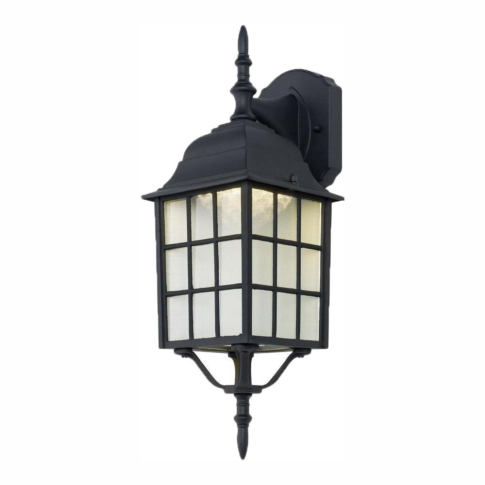 Hampton Bay 4420-1BK-LED Black Outdoor LED Wall Lantern Sconce 1000711845