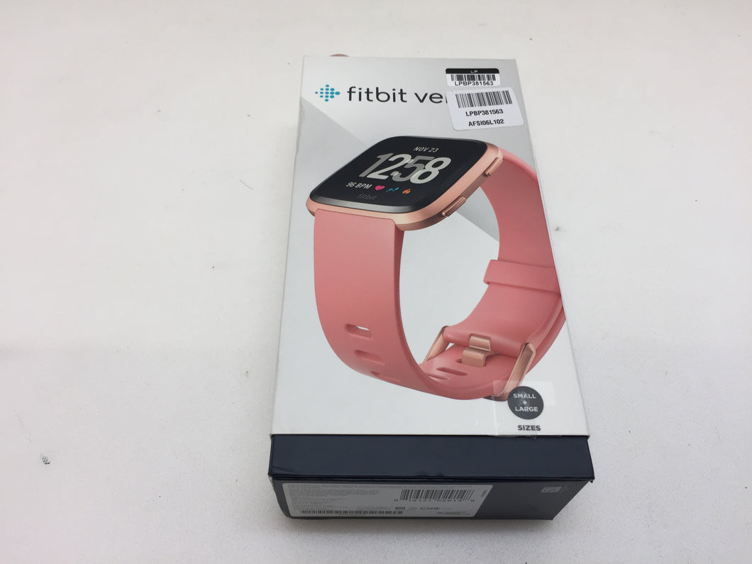 Fitbit Versa FB504RGPK Fitness Smartwatch, Peach/Rose-Gold Aluminium
