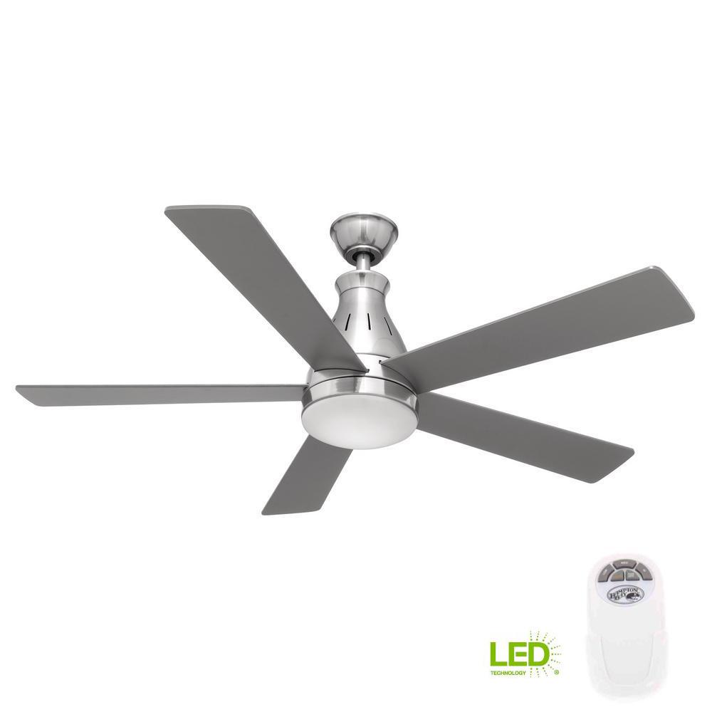 Hampton Bay Cobram 48 in. LED Indoor Nickel Ceiling Fan CF548KR-160 BN