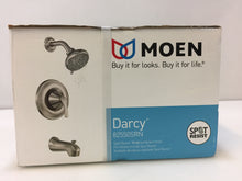 Load image into Gallery viewer, Moen Darcy 82550SRN 1-Handle 5-Spray Tub Shower Faucet w/ Valve Brushed Nickel
