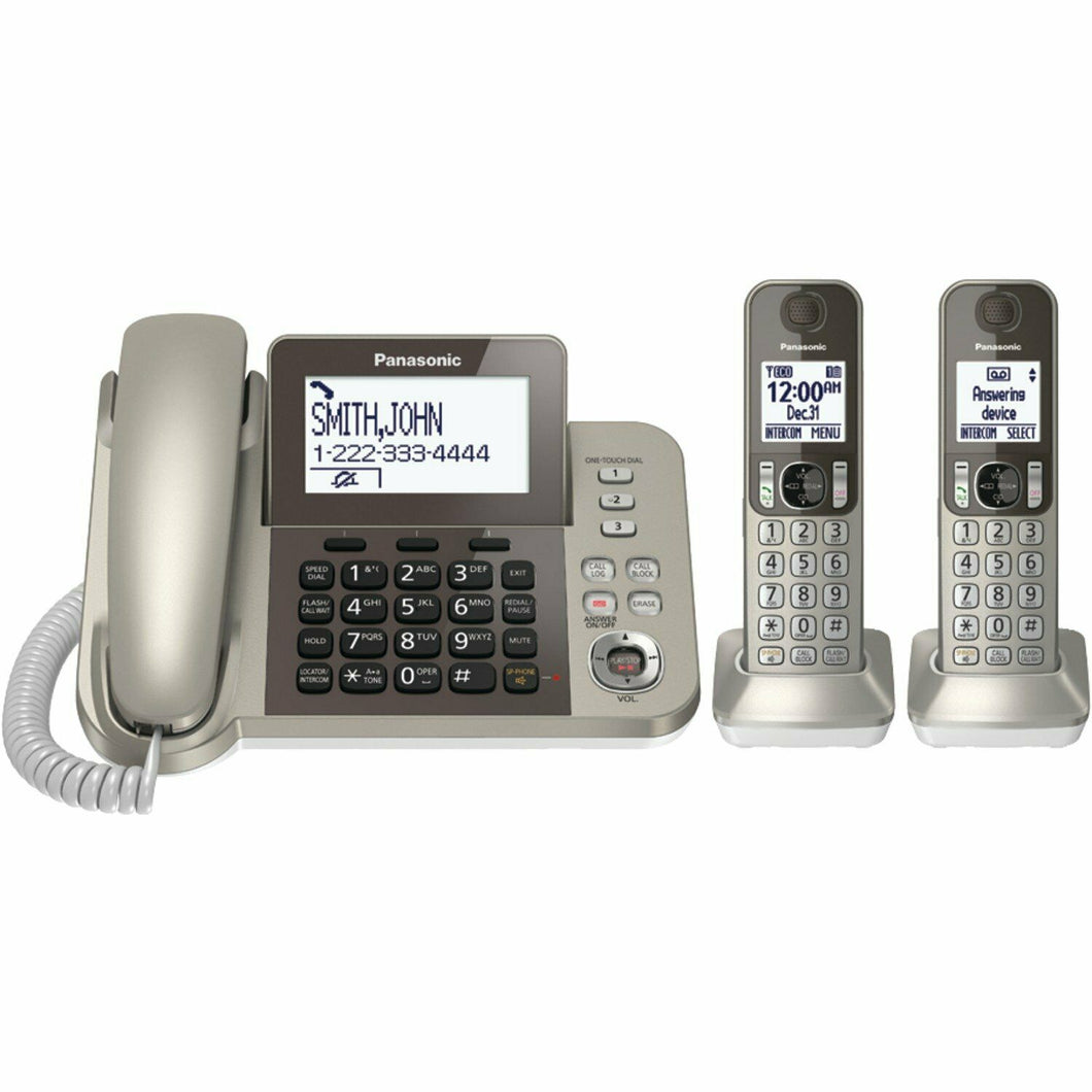 Panasonic KX-TGF352N Corded Cordless Phone 2-Handsets Champagne Gold