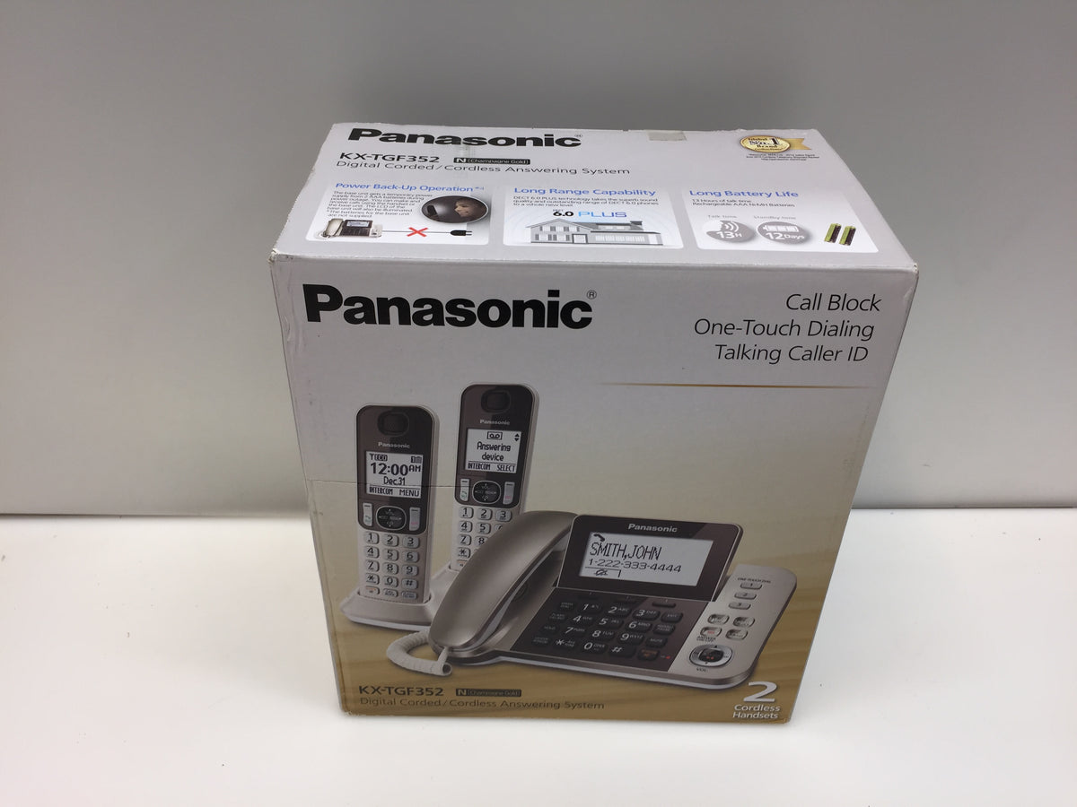 Panasonic KXTGF352N Corded Cordless Phone 2Handsets Champagne Gold