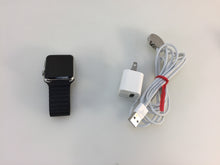 Load image into Gallery viewer, Apple Watch MJ452LL/A Series 142mm Stainless Steel Case Black Leather Loop
