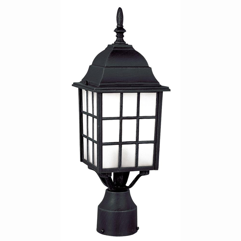 Trans Globe Lightning Cityscape 1-Light Outdoor Black Post Top Lantern 4421BK