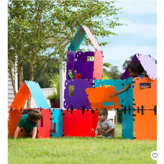 HearthSong 16-Panel Colorblock Mighty Fantasy Forts Indoor/Outdoor Building Kit