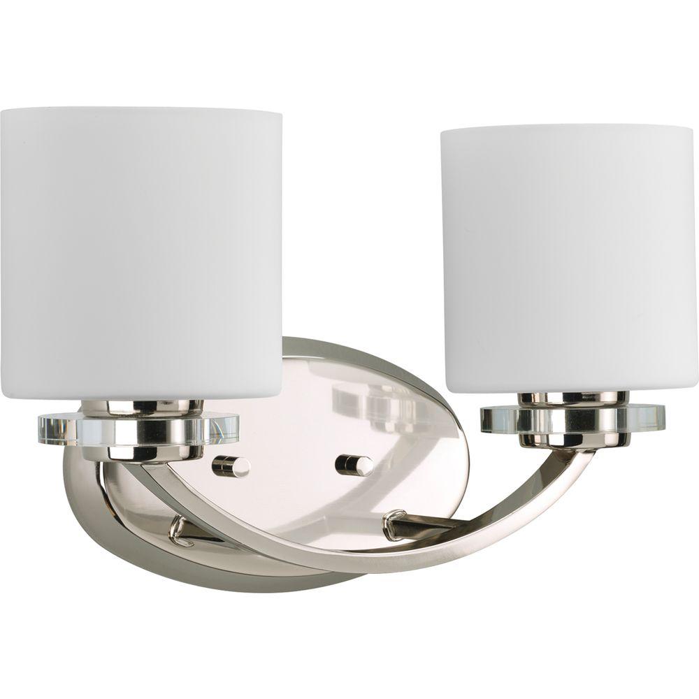 Progress Lighting Nisse 2-Light Polished Nickel Bathroom Vanity Light P2013-104