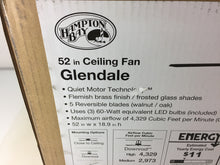 Load image into Gallery viewer, Hampton Bay AG524-FB Glendale 52&quot; Flemish Brass Ceiling Fan w Light Kit 758727
