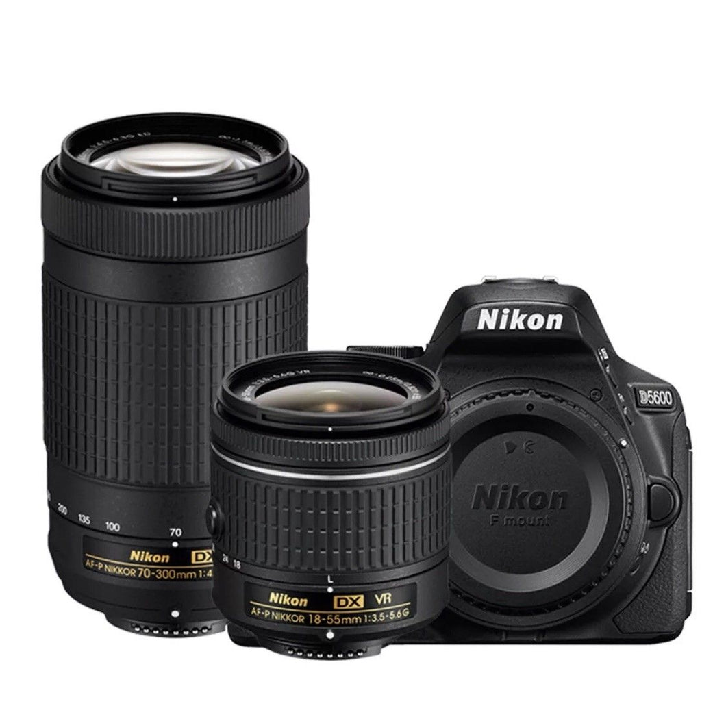Nikon D5600 24.2MP DSLR Camera w/ 18-55mm f/3.5-5.6G VR & 70-300mm f/4.5-6.3G ED