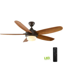Load image into Gallery viewer, Home Decorators Breezemore 56&quot; LED Indoor Mediterranean Bronze Ceiling Fan 51556
