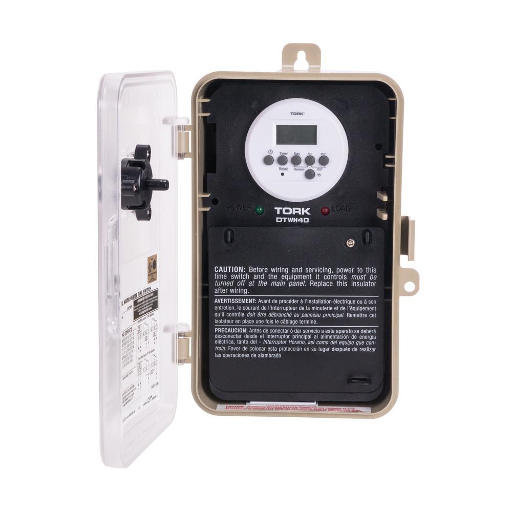 TORK 30 Amp 120-240 VAC Auto-Detection Water Heater Digital Time Switch DTWH40