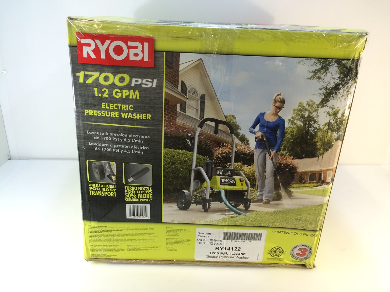 Ryobi 1700 psi hotsell electric pressure washer