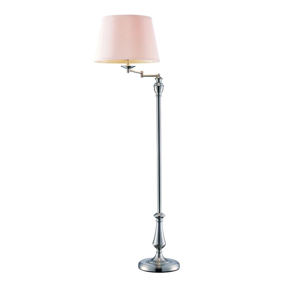 Hampton Bay Title 20 59 in. Brushed Nickel Swing-Arm Floor Lamp CFL-F319001A BN