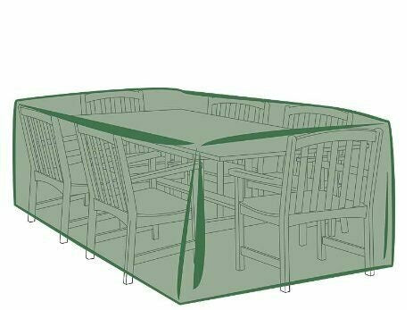 Plow & Hearth Large All-Weather Cover for Ractangle Oval Table and Chairs, Green