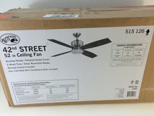 Load image into Gallery viewer, Hampton Bay 14960 42nd Street 52&quot; Brushed Nickel Polish Nickel Ceiling Fan
