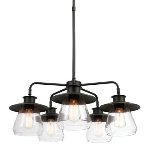 Globe Electric Nate 5-Light Oil Rubbed Bronze Chandelier with Clear Shades 60471