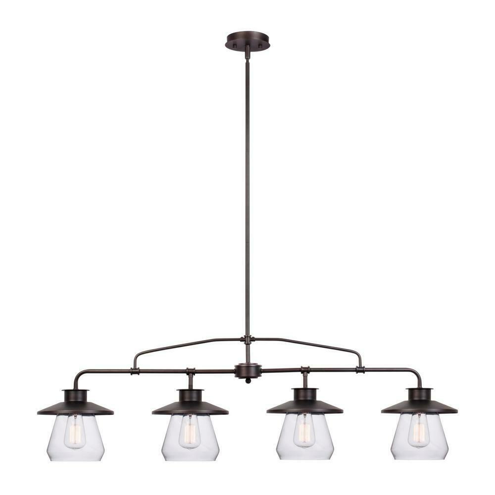 Globe Electric Nate 4-Light Oil Rubbed Bronze Pendant Clear Glass Shades 65382