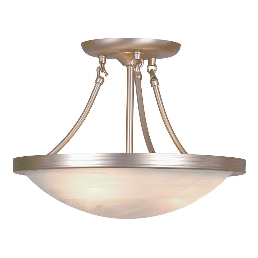 Trans Globe Stewart 3-Light Brushed Nickel Semi-Flush Mount Light 6210BN