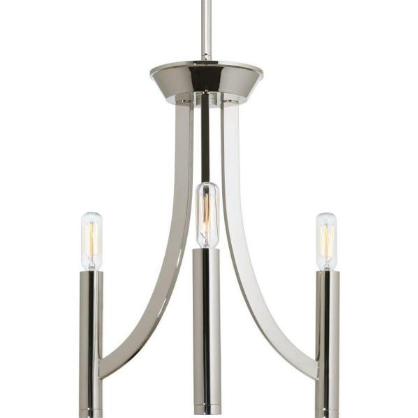 Progress Lighting Draper Collection 3-Light Polished Nickel Chandelier P4717-104