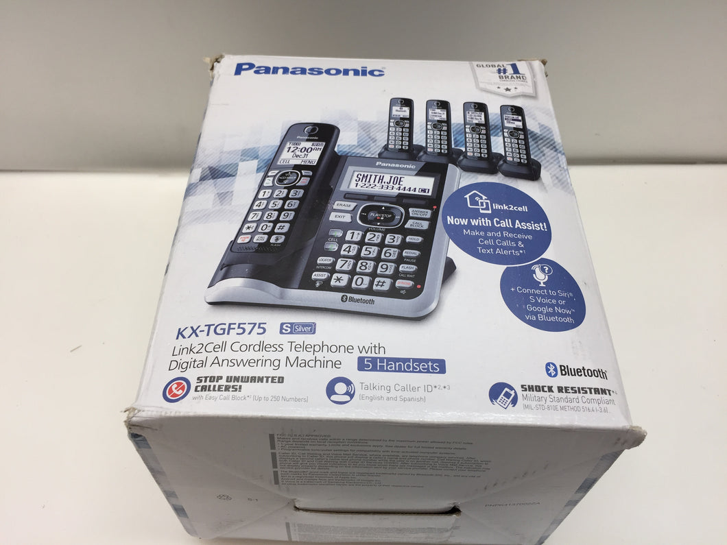 Panasonic KX-TGF575S Link2Cell Bluetooth Cordless Phone - 5 Handsets, NOB
