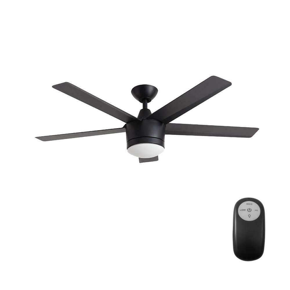 Home Decorators Merwry 52 in. LED Indoor Matte Black Ceiling Fan SW1422MBK
