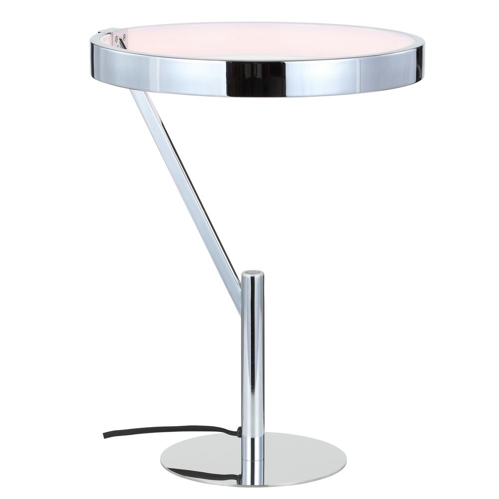 JONATHAN Y Owen 18 in. Integrated LED Metal Table Lamp Chrome JYL7014A