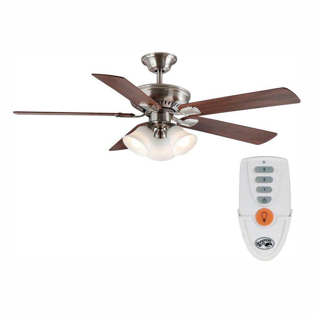 Hampton Bay 91359 Campbell 52 in. LED Brushed Nickel Ceiling Fan with Remote