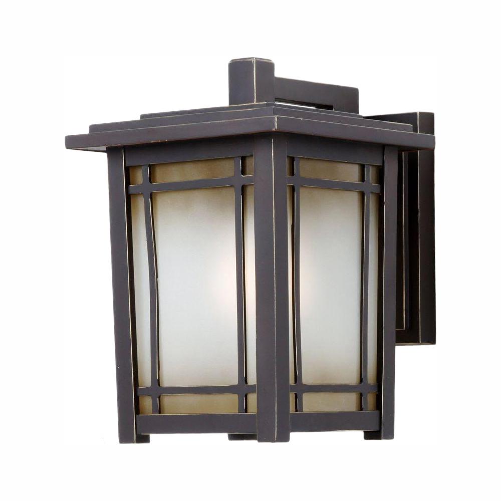 Home Decorators Port Oxford 1-Light Oil Rubbed Chestnut Wall Lantern Sconce