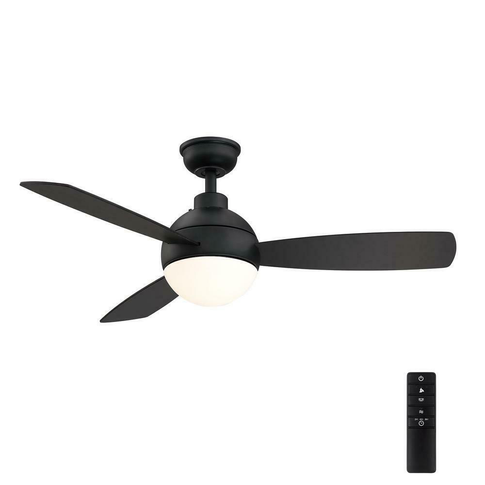 Home Decorators Alisio 44 in. LED Matte Black Ceiling Fan Wite Remote YG768A-MBK