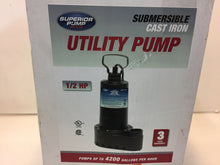 Load image into Gallery viewer, Superior Pump 1/2 HP Submersible Cast Iron Utility Pump 91501
