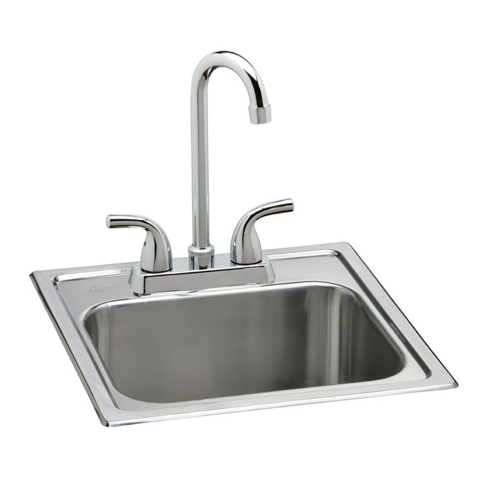 Elkay Sinkset Drop-in 15 in. Stainless 2-Hole Single Bowl Bar Sink HD320874LFR