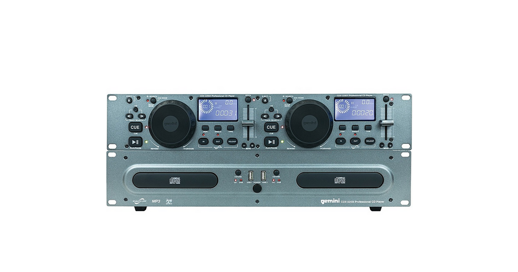 Gemini CDX-2250i Pro DJ Dual Two Deck Rack Mount CD/MP3 Media Player w/ USB