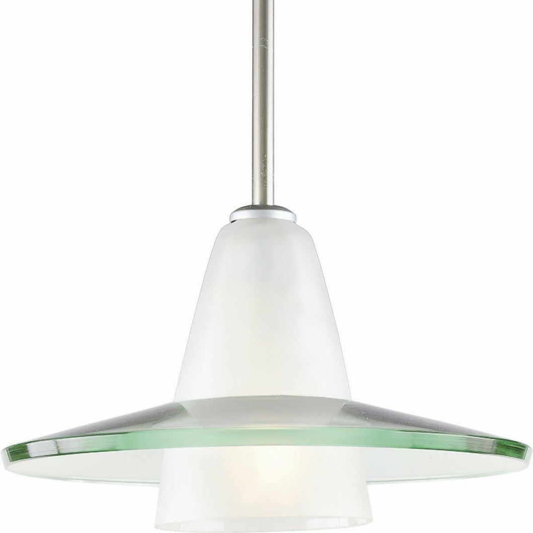 Progress Lighting 1-Light Brushed Nickel Pendant P5011-09 Clear Etched Glass