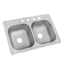 Load image into Gallery viewer, Glacier Bay Drop-In Stainless Steel 33&quot; 4-Hole Double Bowl Kitchen Sink 755732
