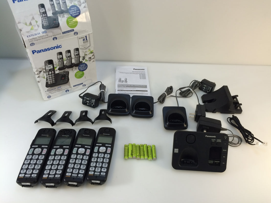Panasonic KX-TG3634B Cordless Phone System with Answering Machine, Black