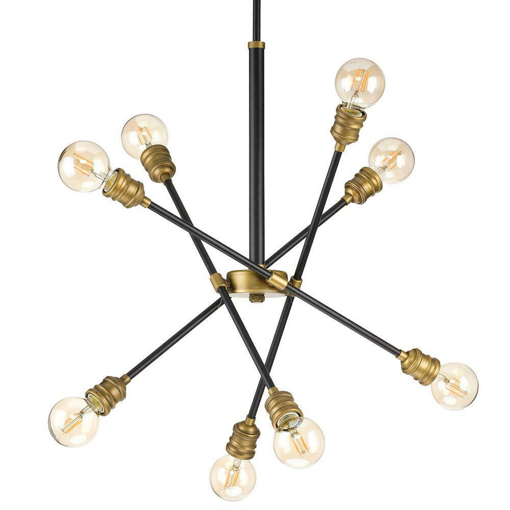 Progress Lighting Landrum Black Vintage Brass Accents Chandelier P400240-031WB