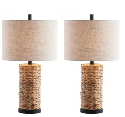 (Set of 2) JONATHAN Y Elicia 25 in. Natural Sea Grass LED Table Lamp JYL6502A