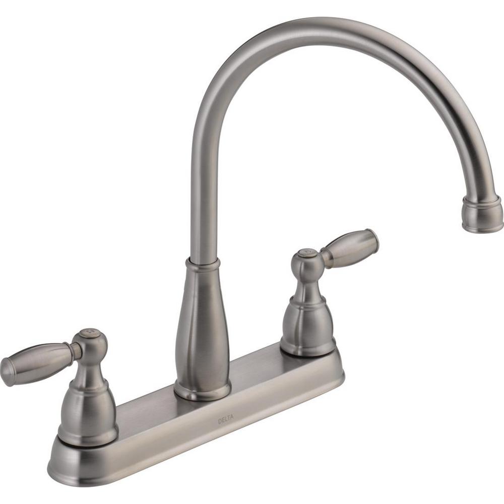 Delta 21987LF-SS Foundations 2-Handle Standard Kitchen Faucet in Stainless