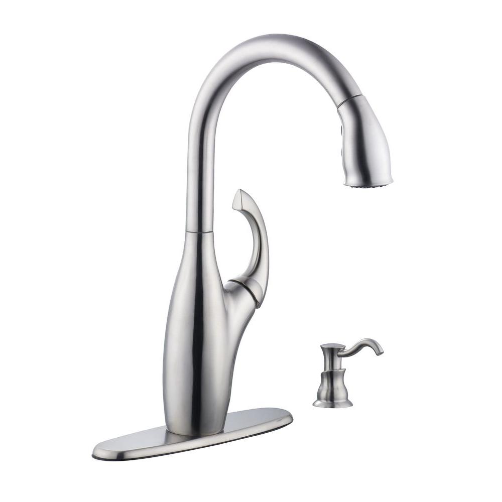 Schon Contemporary 1-Handle 65710N-B8408D2 Pull-Down Sprayer Kitchen Faucet