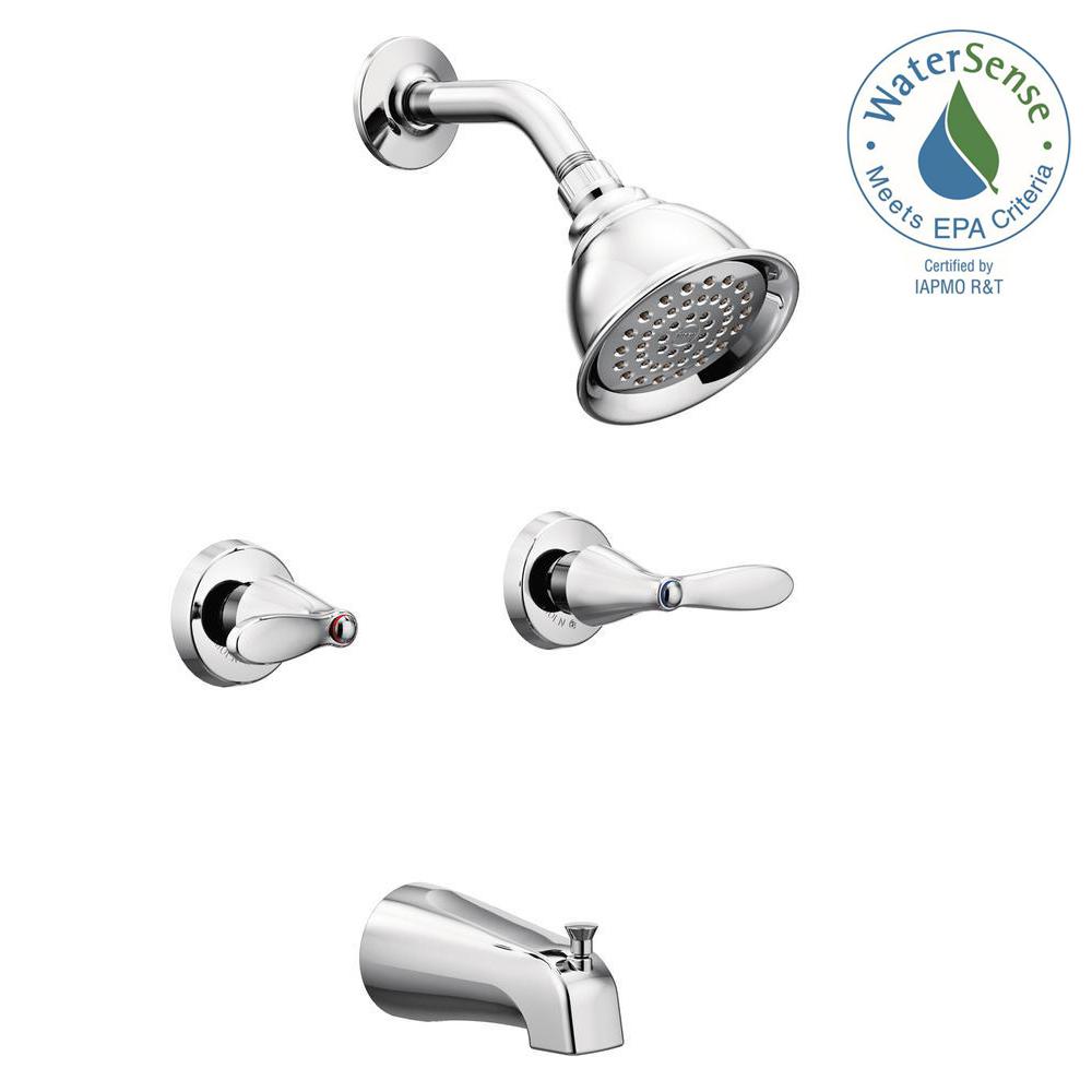 MOEN 82602 Adler 2-Handle 1-Spray Tub and Shower Faucet with Valve in Chrome