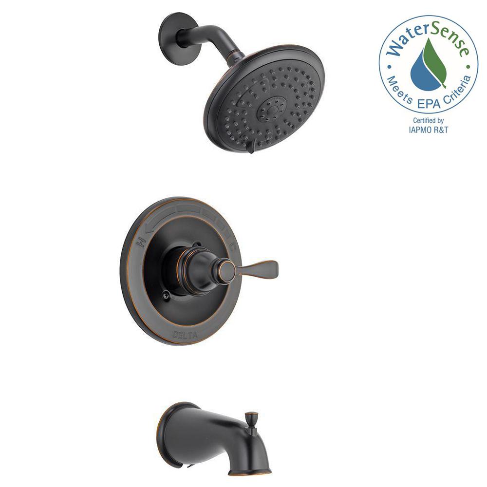 Delta 144984-OB-A Porter 1-Handle 3-Spray Tub Shower Faucet, Oil Rubbed Bronze