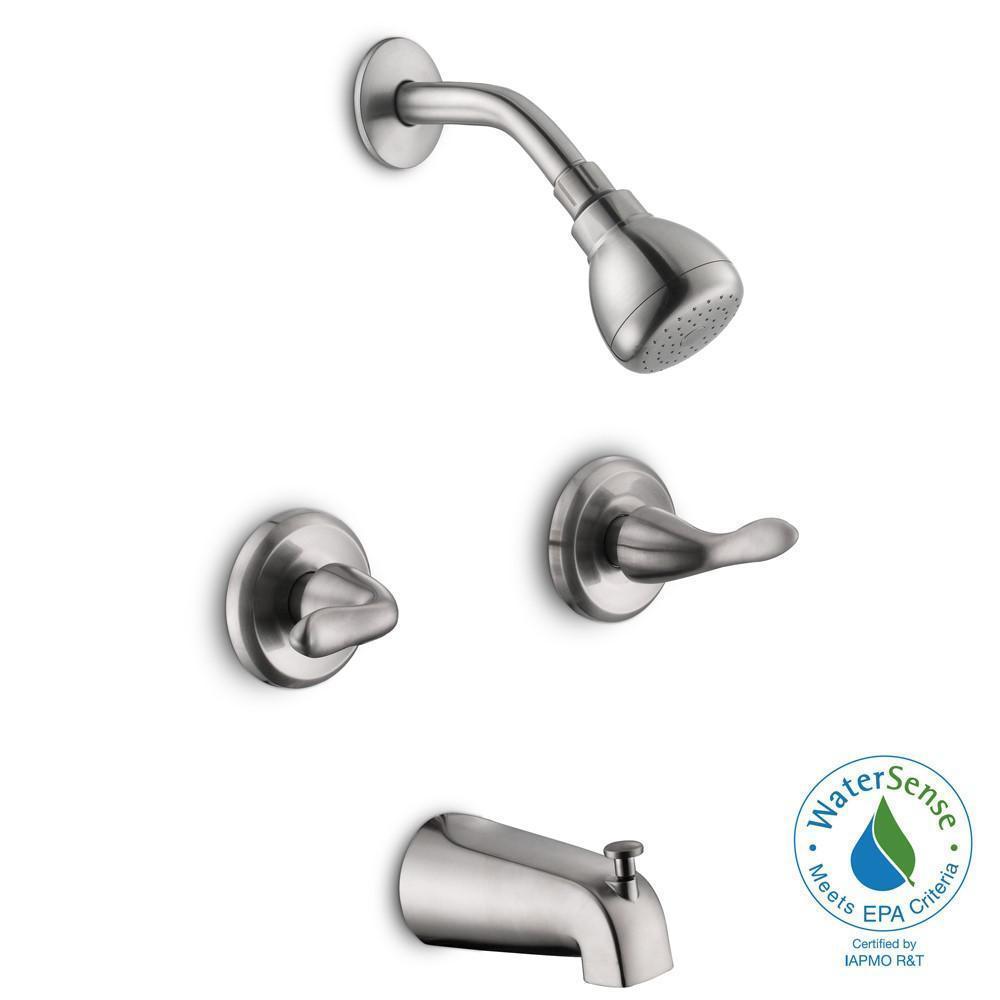 Glacier Bay 833CW-0004 2-Handle Faucet 1-Spray Tub Shower Head Nickel 692422