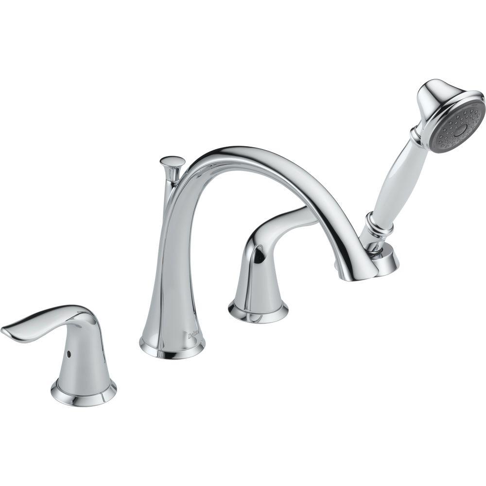 Delta T4738 Lahara 2-Handle Deck-Mount Roman Tub Faucet Hand Shower Chrome