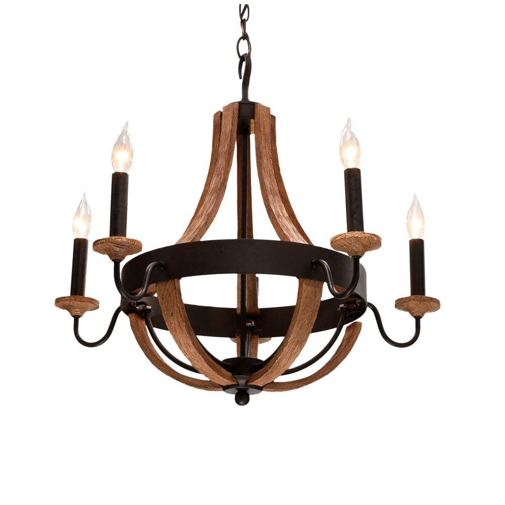 Hampton Bay 27215 Talo 5 Light Driftwood Chandelier 528067