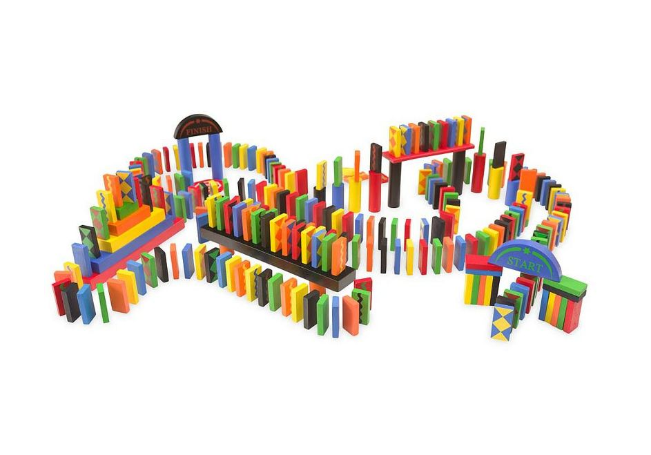 HearthSong Deluxe 279-Piece Wooden Domino Race Set 724917