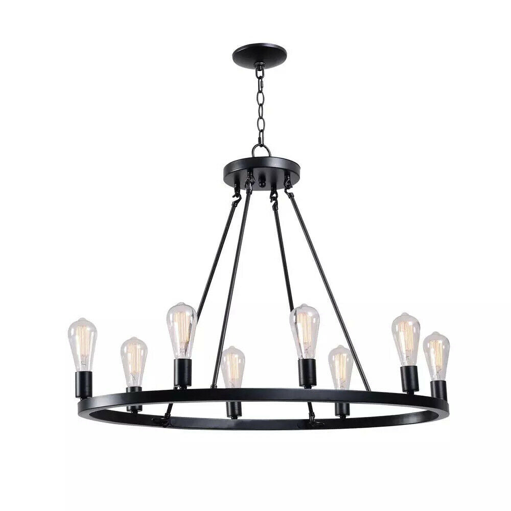Hampton Bay Stratton 8-Light Black Wide Island Chandelier HDP00340